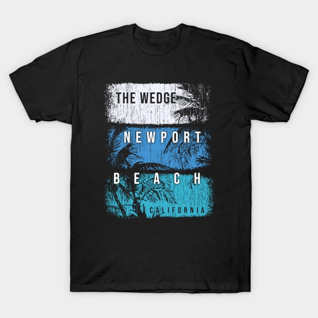 The Wedge Newport Beach California Brush Strokes and Palms T-Shirt by PacPrintwear8